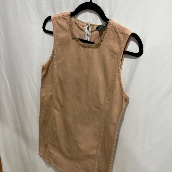 Lauren Ralph Lauren Sleeveless Sheath Dress 10P Tan Casual Workwear Minimalist - Picture 2 of 11